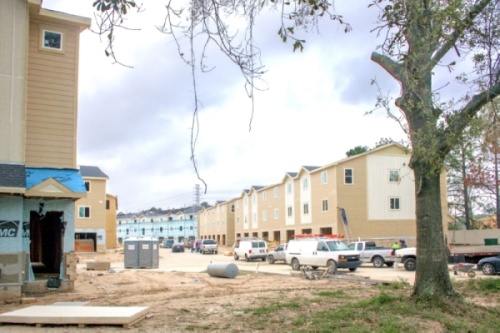 A new townhome project along Telge Road has sparked concerns about residents in nearby communities that the project's location near Cypress Creek could worsen flooding. Developers with the project said they have gone above and beyond in following regulations. (Shawn Arrajj/Community Impact Newspaper)