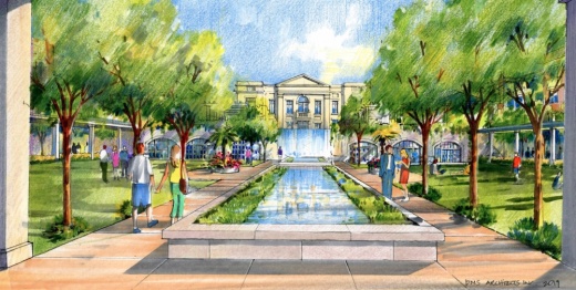This rendering shows a view of the downtown residences' central courtyard. (Rendering courtesy city of Southlake)