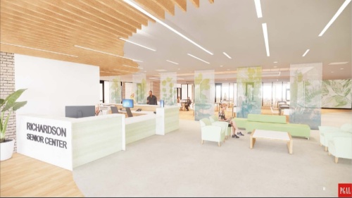A rendering shows how the new lobby of the Richardson Senior Center will look post-renovation. (Courtesy PGAL)