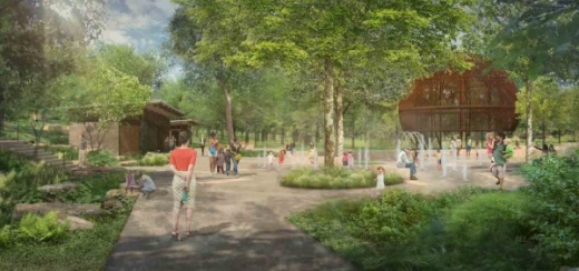 Construction in Pease Park on the Kingsbury Commons project began Feb. 19. (Courtesy Pease Park Conservancy)