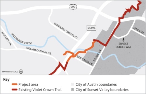 The Violet Crown Trail will be built through the city of Sunset Valley. (Source: City of Austin/Community Impact Newspaper)