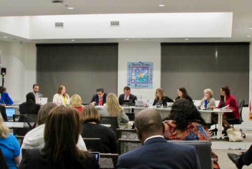Austin ISD trustees met Feb. 24 for a board meeting at the new Austin ISD headquarters in South Austin. (Nicholas Cicale/Community Impact Newspaper)