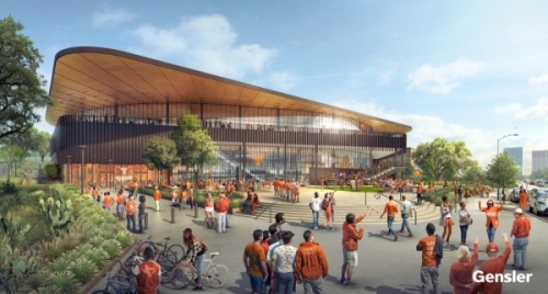 The Moody Center at The University of Texas broke ground in December 2019 and is scheduled to open in 2022. (Rendering courtesy Gensler)