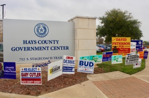 David L. Peterson and Cody Cheatham are competing for the Democratic nomination on the March 3 ballot for Hays County constable Precinct 1. (Evelin Garcia/Community Impact Newspaper)