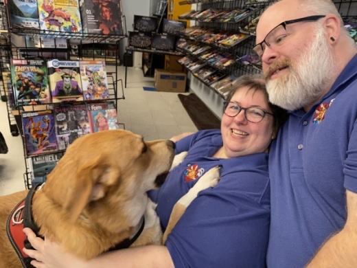 




Melyssa Childs-Wiley and Shannon Wiley are kept company at the shop by their dog, Pancake. (Renee Yan/Community Impact Newspaper)