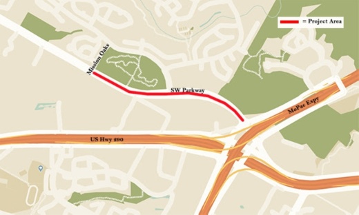Maintenance will begin on Southwest Parkway on March 9. (Courtesy the city of Austin)