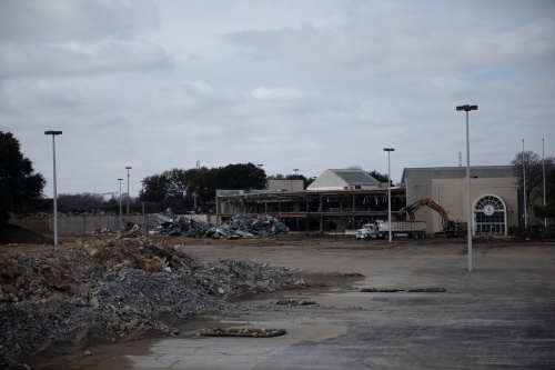 The Collin Creek Mall redevelopment project will likely receive $30 million in federal funds toward a parking garage in April. The redevelopment project is currently in its demolition phase, as seen on Jan. 29, when this photo was taken. (Liesbeth Powers/Community Impact Newspaper)