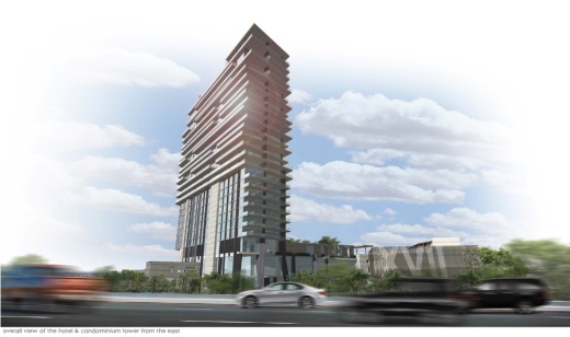 The Gate hotel and condo project will be 28-30 stories and is set to open in 2024. (Rendering courtesy JMJ Development)