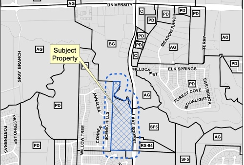 Pecan Hill would be located on the west side of Lake Forest Drive and a half mile south of University Drive. (courtesy city of McKinney)