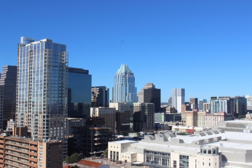 A photo of the Austin skyline.