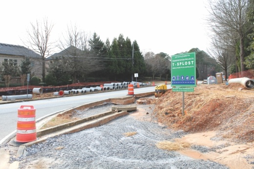 Bethany Road roundabouts are slated for completion in May. (Kara McIntyre/Community Impact Newspaper)