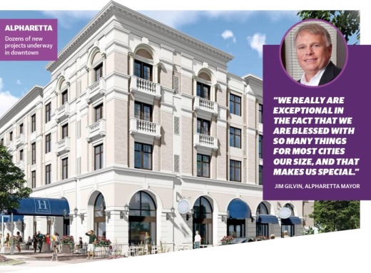 The Hamilton, a boutique hotel located on Milton Avenue, is just one of more than a dozen projects under construction in downtown Alpharetta. (Rendering courtesy city of Alpharetta)