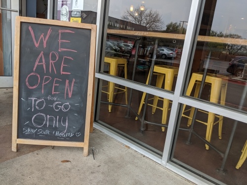 Epoch Coffee on West Anderson Lane in North Central Austin is only open for to-go orders as of March 16. (Iain Oldman/Community Impact Newspaper)