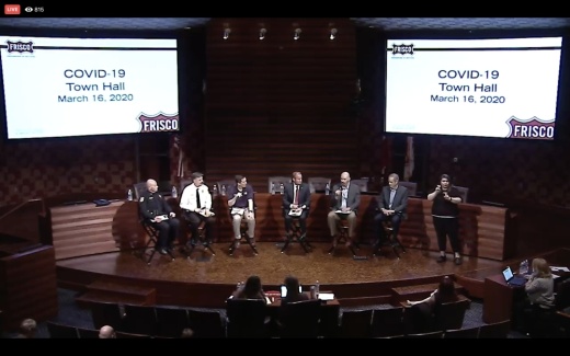 The town hall included city and school district leaders. (Courtesy city of Frisco)