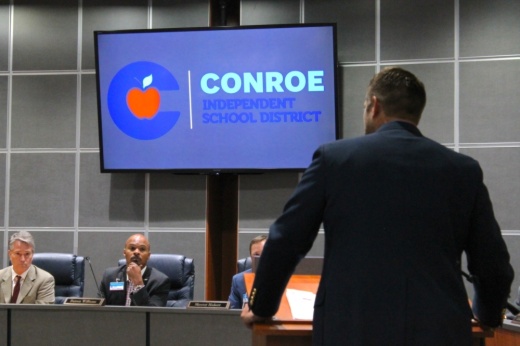 The Conroe ISD board of trustees approved an emergency resolution at its March 17 meeting. (Andy Li/Community Impact Newspaper)