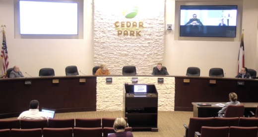 Cedar Park City Council met for an emergency meeting March 22. (Screenshot courtesy city of Cedar Park)