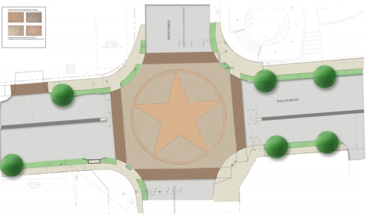 This rendering shows what the Dallas Road and Main Street intersection will look like once construction is finished. (Rendering courtesy city of Grapevine)