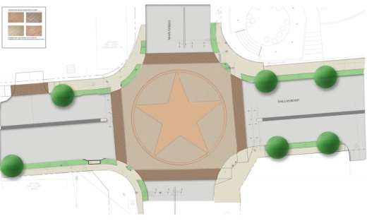 This rendering shows what the Dallas Road and Main Street intersection will look like once construction is finished. (Rendering courtesy city of Grapevine)
