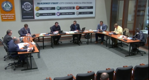 City Council members meet to discuss city policy regarding coronavirus in McKinney. (courtesy city of McKinney)