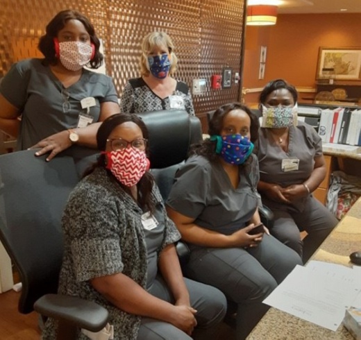 The Legacy Willow Bend staff members wear their homemade masks. (Courtesy The Legacy Willow Bend)