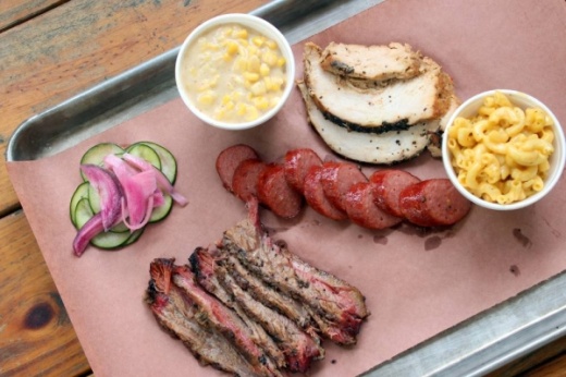 Restaurants across North and Northwest Austin, including Oakwood BBQ & Beer Garden off Braker Lane, remain open with takeout, curbside pickup and delivery options. (Amy Denney/Community Impact Newspaper)