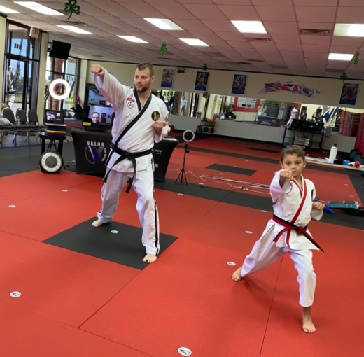 Matthew Bertling teaches a virtual class with his daughter Adryn. (Courtesy Valor Martial Arts)