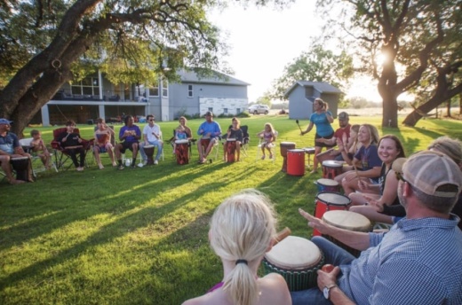 The Soulshine Rhythm Experience, a Cedar Park drum circle, is taking its show to the internet March 28. (Courtesy Suzy Turner)