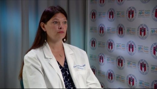 Dr. Liam Fry speaks about two nursing home isolation facilities that will be coming to the Austin and Travis County areas on March 30 at the city of Austin's Combined Transportation, Emergency, and Communications Center. (Courtesy ATXN)