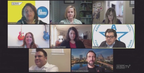 Austin ISD trustees met for a virtual board meeting March 30 that was streamed online. (Courtesy Austin ISD)