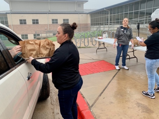 Lake Travis ISD’s Food and Nutrition Services is continuing to provide free meals through a grab-and-go drive-thru at the district’s middle schools. (Courtesy Marco Alvarado)