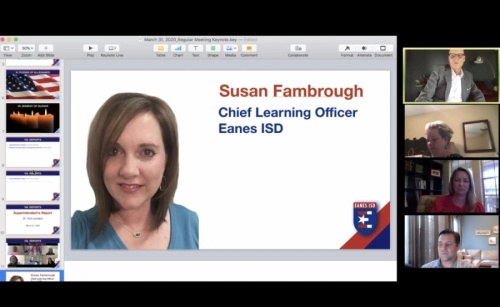 The board met virtually March 31 to name Susan Fambrough as the new chief learning officer. (Courtesy Eanes ISD)