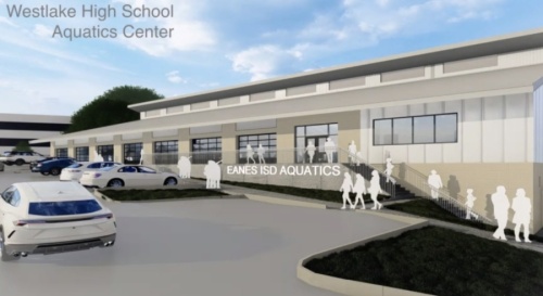 The district reviewed renderings for the new district's new aquatics center, set to open in the 2021-22 school year. (Rendering courtesy Eanes ISD)