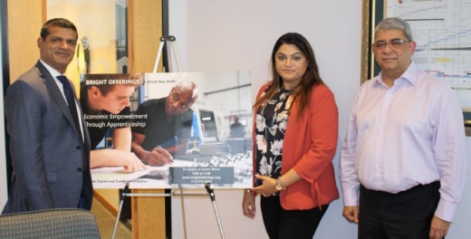 Left to right: Salim Nathani, Noureen Nathani and Sadruddin Currimbhoy are members of Bright Offerings' board. Bright Offerings aims to economically empower people through apprenticeship programs. (Claire Shoop/Community Impact Newspaper)