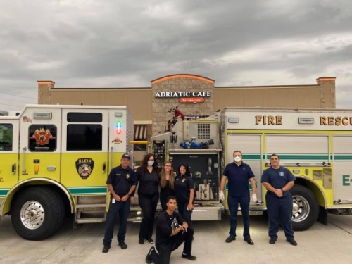 Adriatic Cafe Italian Grill, which has locations in Tomball, Cy-Fair and Spring, provided meals for the Klein Fire Department and health care workers at Houston Methodist Willowbrook Hospital. (Courtesy Adriatic Cafe Italian Grill)