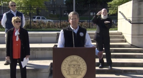 Gov. Brian Kemp announced a statewide shelter in place order beginning April 3 through April 13, and announced the closure of all K-12 public schools through the rest of the school year. (Screenshot via Facebook Live)