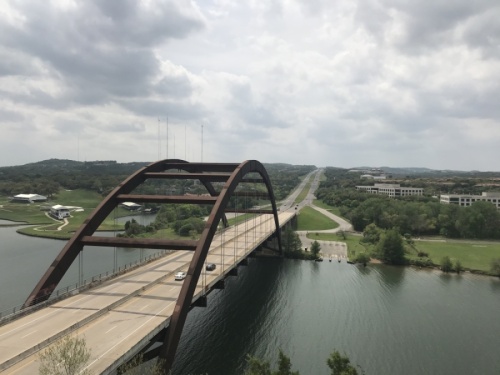 The Pennybacker Bridge sits almost empty at 2 p.m. on March 27. (Amy Rae Dadamo/Community Impact Newspaper)