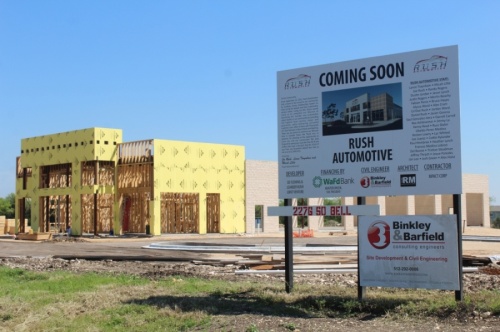 Rush Automotive in Leander is scheduled to open this year. (Brian Perdue/Community Impact Newspaper)