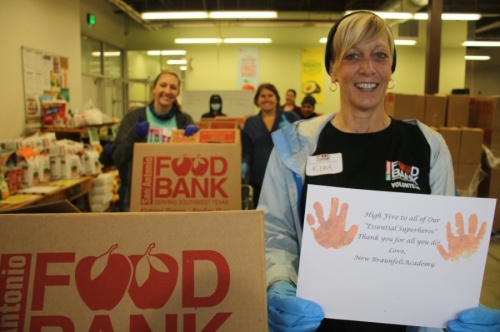 Volunteers prepare boxes of food for community members in New Braunfels. (Courtesy New Braunfels Food Bank)