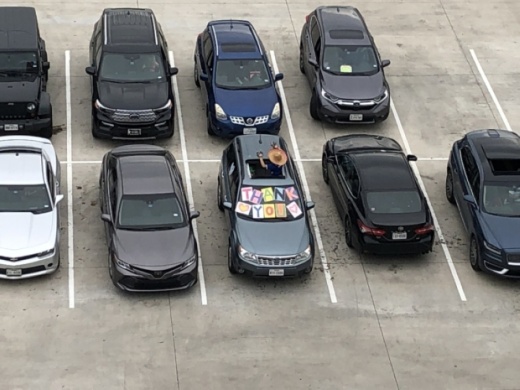 Drivers on April 8 parked outside Medical City Plano and honked, flashed lights and cheered for health care workers as confirmed cases of the coronavirus continued their climb in the region. (Courtesy Medical City Plano)