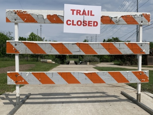 All trails and parks will be closed in San Marcos until Monday morning. The riverfront parks will remain closed until May 11. (Joe Warner/Community Impact Newspaper)