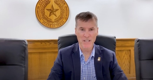 Leander Mayor Troy Hill announced the city's small-business assistance program April 13. (Screenshot courtesy city of Leander)