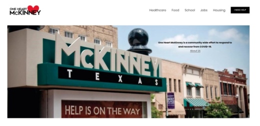 One Heart McKinney is a new website designed to help bring resources during the COVID-19 pandemic in a central location. (Screenshot by Miranda Jaimes/Community Impact Newspaper)