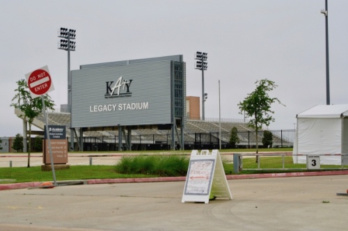 Katy ISD's Legacy Stadium is a drive-thru coronavirus testing site. Patients can only get tested if they are screened first and receive a code with instructions to go to the location. (Jen Para/Community Impact Newspaper)