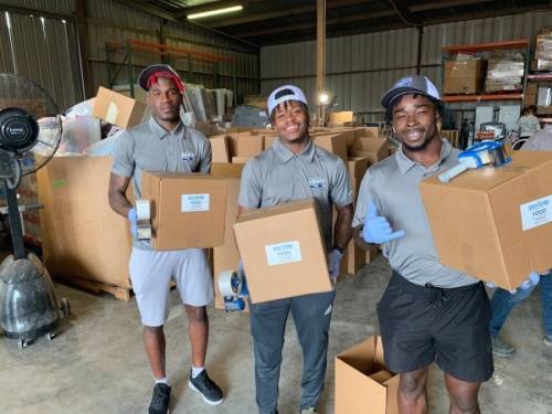 Frisco Fighters players and staff members have volunteered with the Grace Bridge Food Bank since their season was postponed in March. (Courtesy Frisco Fighters)