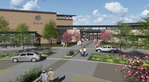 Thrive will feature a natatorium, gymnasiums, an indoor walking track, a fitness area, community rooms, an indoor playground and more than 14,000 square feet of space for senior activities. (Rendering courtesy city of Lewisville)