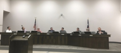 The Montgomery ISD board of trustees motioned to release an RFP for a search firm. The board usually meets in person, but under coronavirus regulations, it has been livestreaming its meetings. (Eva Vigh/Community Impact Newspaper)