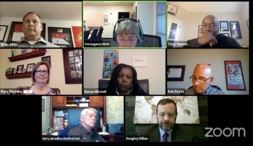 The Pflugerville ISD board of trustees on April 16 held its first meeting over livestream.