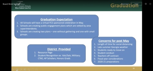 FCS officials are working on plans for alternative graduation ceremonies. (Screenshot via Microsoft Teams)