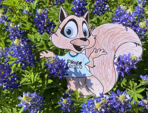 Play Frisco shared a two-dimensional drawing of Walnut the squirrel that children are able to color and cut out to take part in different adventures with them. (Courtesy Play Frisco)