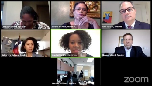 Panelists from Harris County, the public defender's office and the district attorney's office discussed the situation at the county's Juvenile Detention Center during an April 16 webinar. (Screenshot courtesy Zoom)